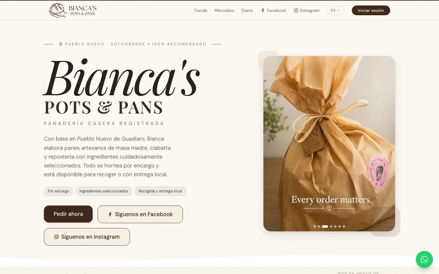 Bianca's Pots & Pans — website